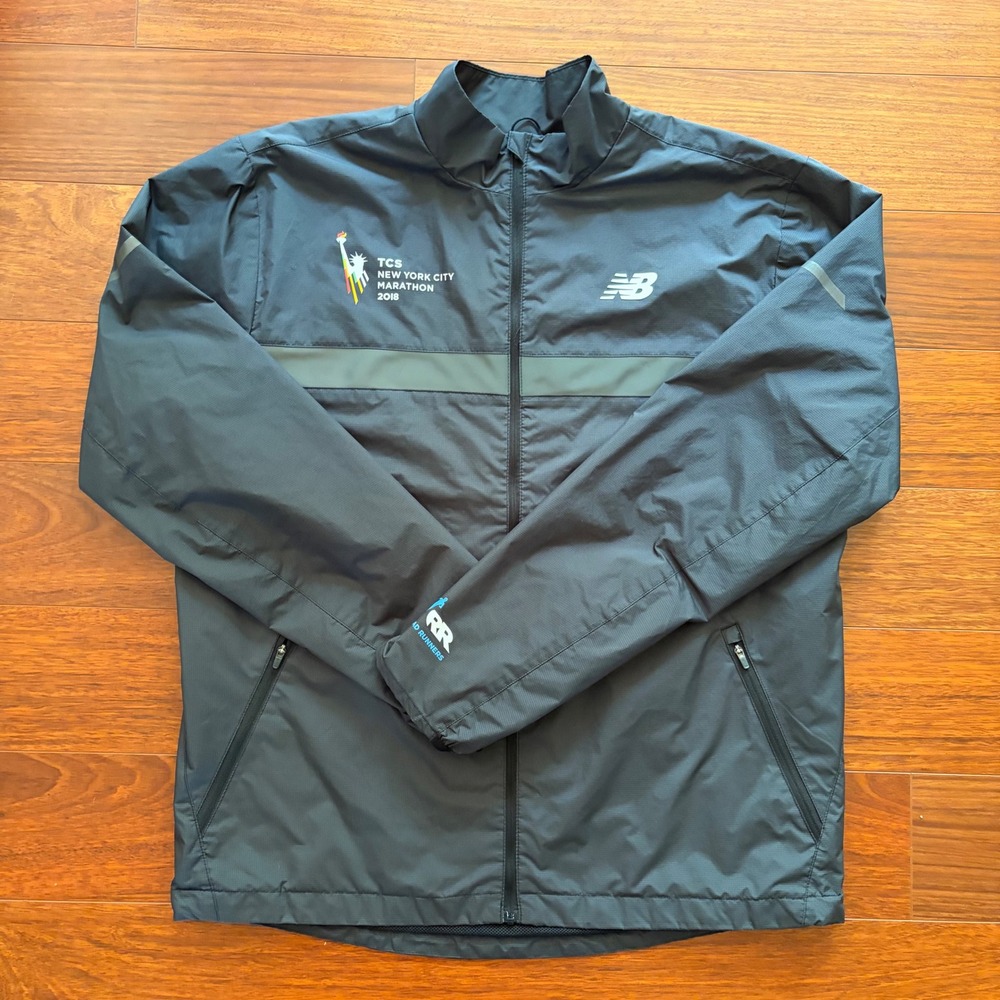 New Balance Mens NYC Marathon 2018 Windbreaker Jacket Size L Gray Running NYRR
